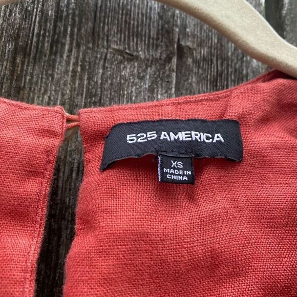 525 America Brick Red Linen Midi Dress | XS - Picture 2 of 3